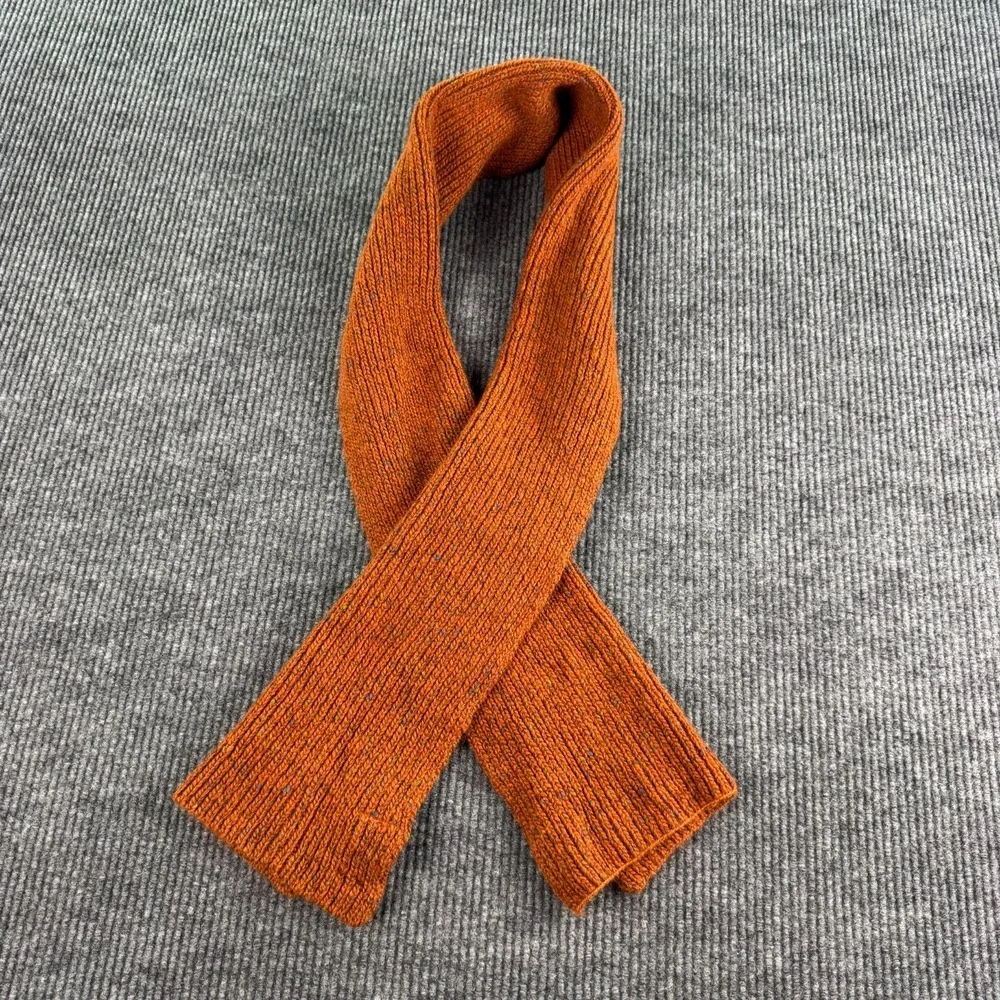 Doogan Donegal Ireland Scarf Orange Wool Silk Fringe One Size Unisex Winter Wrap